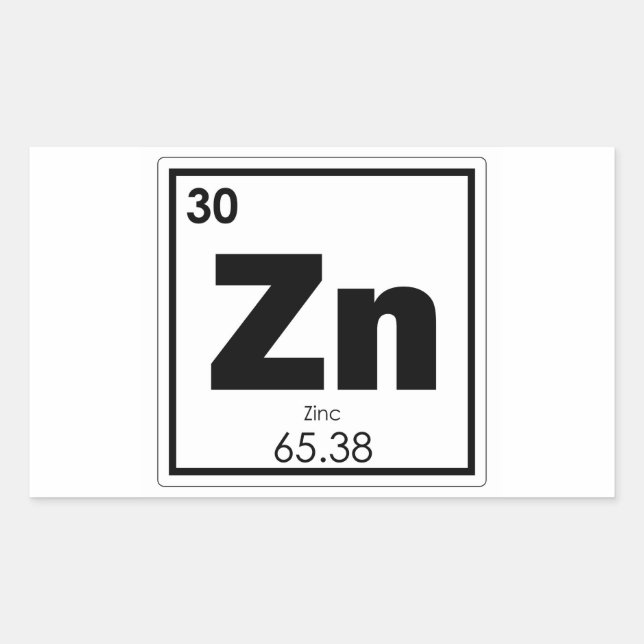 Sticker Rectangulaire Symbole chimique de l'élément de zinc chimie formu (Devant)