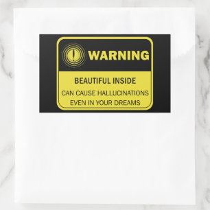 Sticker Rectangulaire Symbole d'avertissement drôle féminin