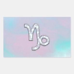 Sticker Rectangulaire Symbole de Capricorn Zodiac on Mother of Pearl Dec