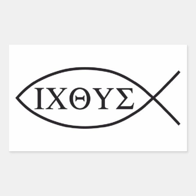 Sticker Rectangulaire Symbole de poisson chrétien ICHTHYS ou ICHTHUS (Devant)
