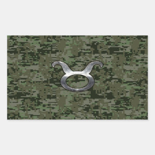 Sticker Rectangulaire Symbole de zodiaque de Taureau sur le camouflage
