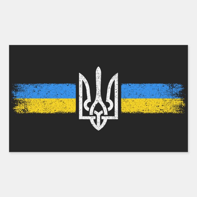 Sticker Rectangulaire SYMBOLE DU Drapeau Ukraine (Devant)