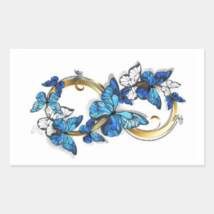 Sticker Rectangulaire Symbole infini de papillons Morpho bleus