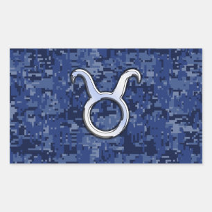 Sticker Rectangulaire Symbole moderne Taurus Zodiac Camouflage numérique