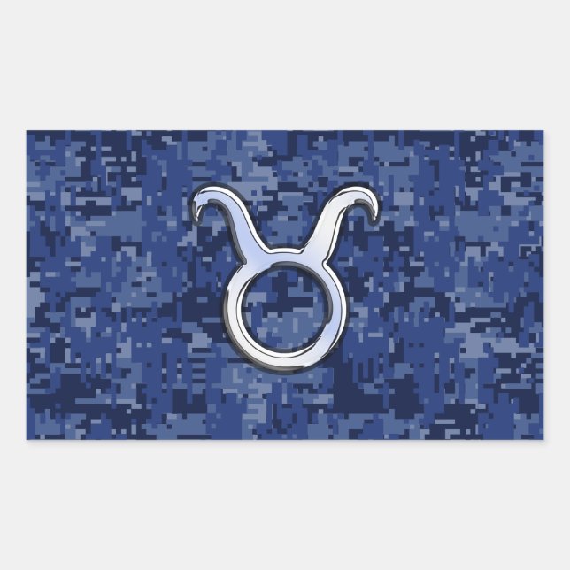 Sticker Rectangulaire Symbole moderne Taurus Zodiac Camouflage numérique (Devant)