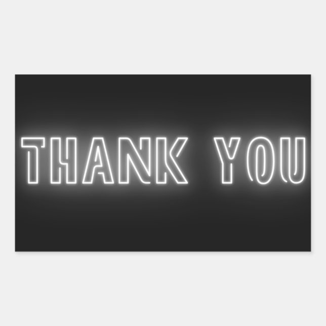 Sticker Rectangulaire SYMBOLE NEON BLANC Merci tendance (Devant)