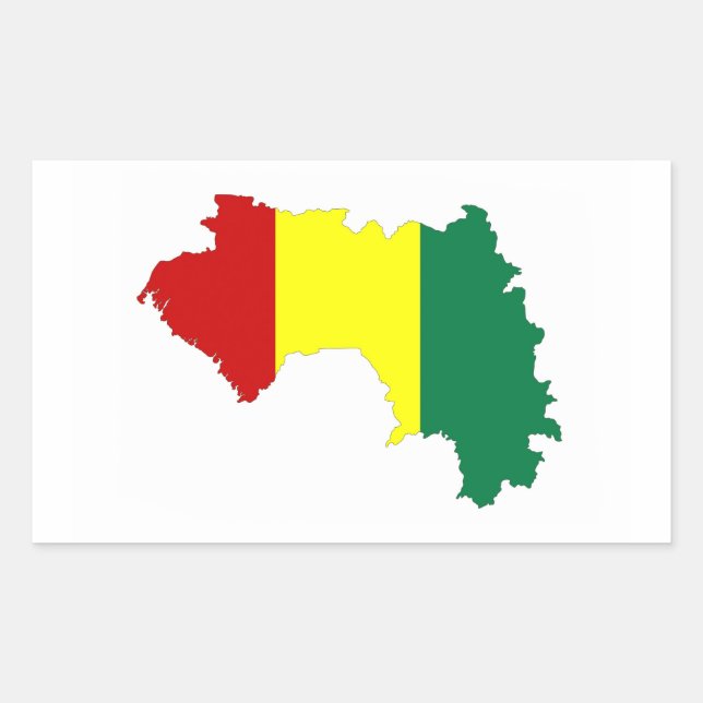 Sticker Rectangulaire symbole silhouette du drapeau du pays de Guinée (Devant)