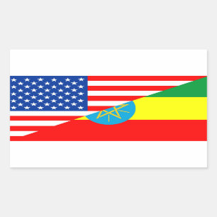 Sticker Rectangulaire symbole usa ethiopia country half flag america
