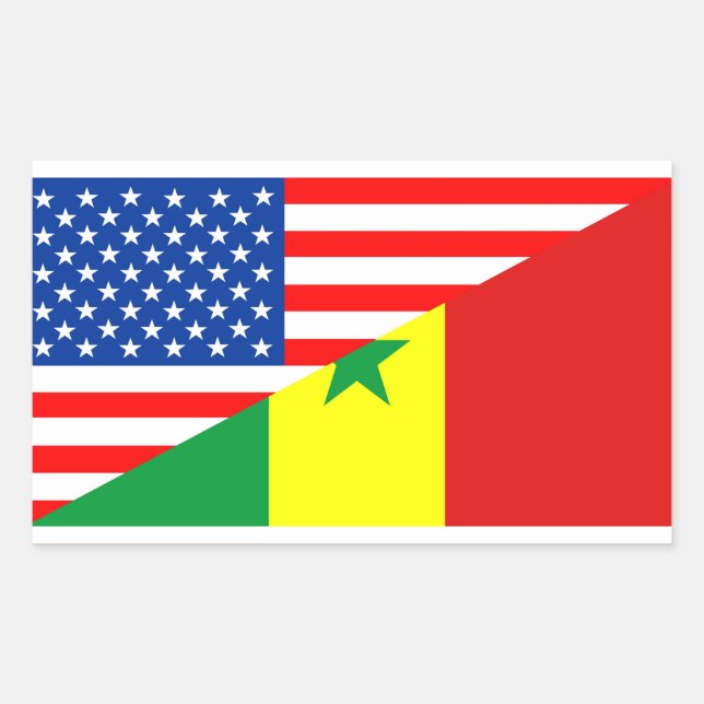 Sticker Rectangulaire symbole usa senegal country half flag america (Devant)