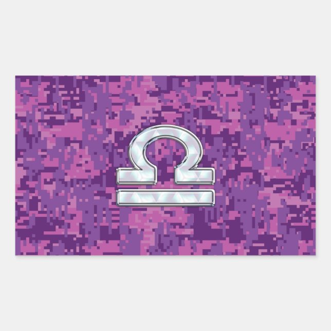 Sticker Rectangulaire Symbole Zodiaque de la Libra moderne sur Camo numé (Devant)