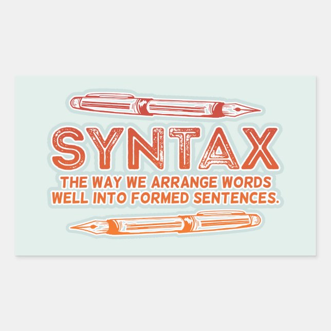 Sticker Rectangulaire Syntaxe Funky Structure de la phrase Grammaire (Devant)
