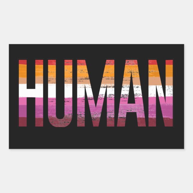 Sticker Rectangulaire T-Shirt LESBIENNE HUMAINE (Devant)