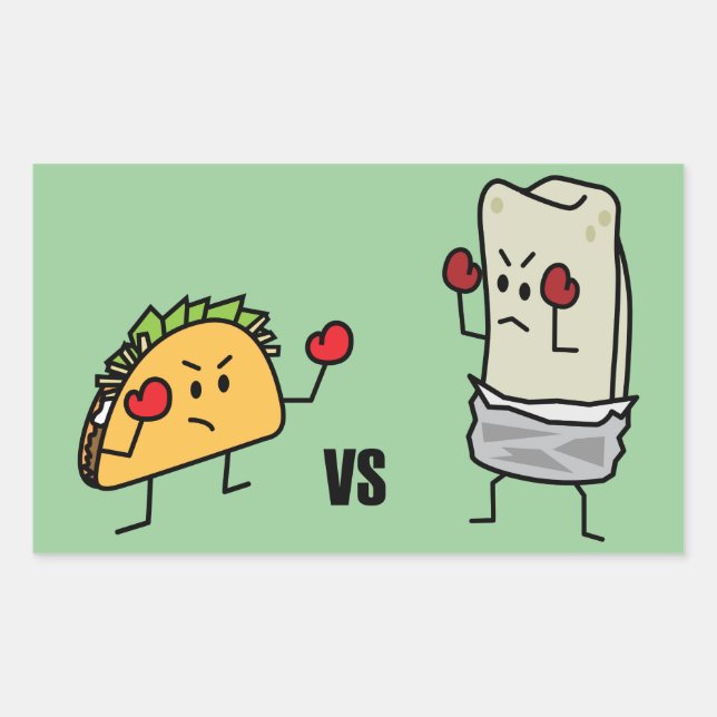Sticker Rectangulaire Taco contre burrito (Devant)