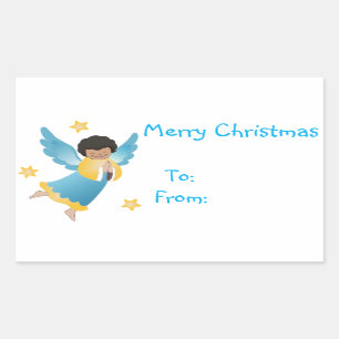 Sticker Rectangulaire Tags cadeaux de Noël/Stickers Rectangle/Angel