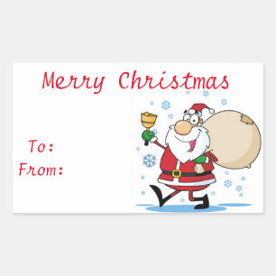 Sticker Rectangulaire Tags cadeaux de Noël/Stickers Rectangle/Père Noël