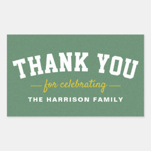 Sticker Rectangulaire Tailgate baby shower sportif jaune merci