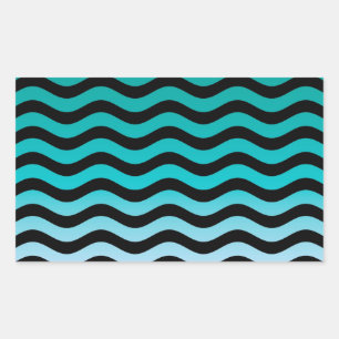Sticker Rectangulaire Tailles turquoise ondulées