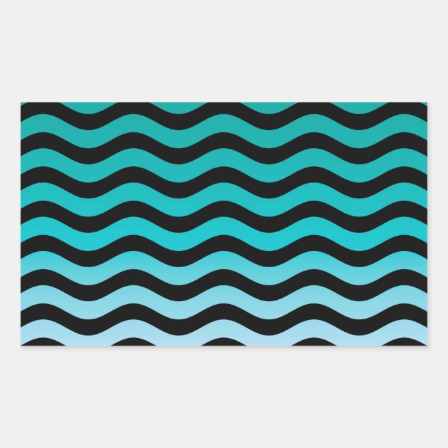 Sticker Rectangulaire Tailles turquoise ondulées (Devant)