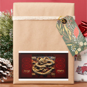 Sticker Rectangulaire Tambours vietnamiens Têt Dragon Nouvel An Scupture