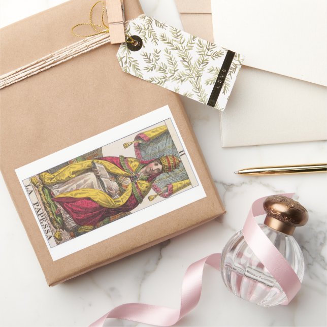 Sticker Rectangulaire Tarot Vintage haute prêtesse (Cadeaux)