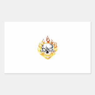 Sticker Rectangulaire Tatouage du crâne flamboyant