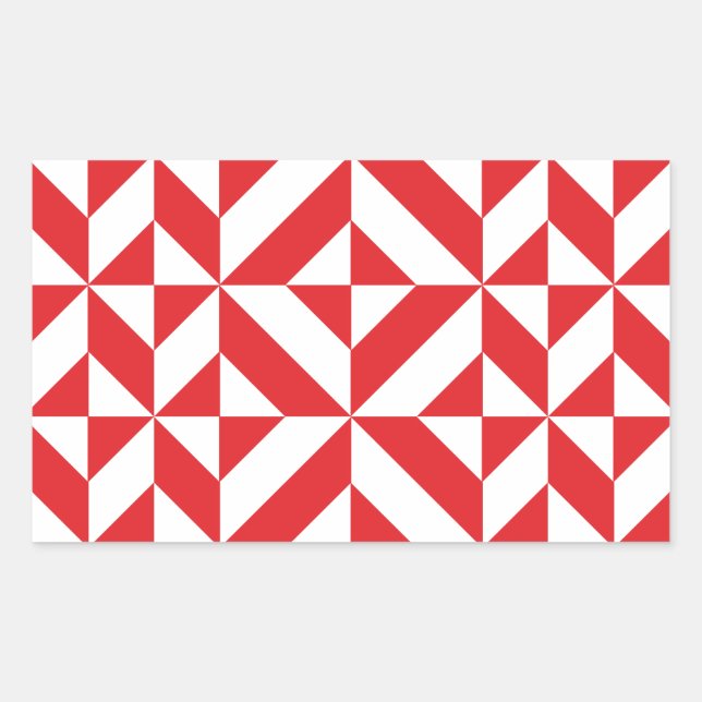 Sticker Rectangulaire Tchry Red Geometric Deco Cube Pattern (Devant)