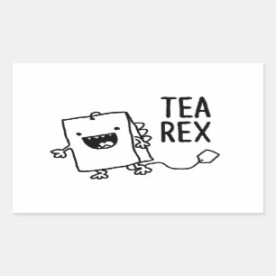 Sticker Rectangulaire Tea Rex Tea Sac Drôle Pun Carton