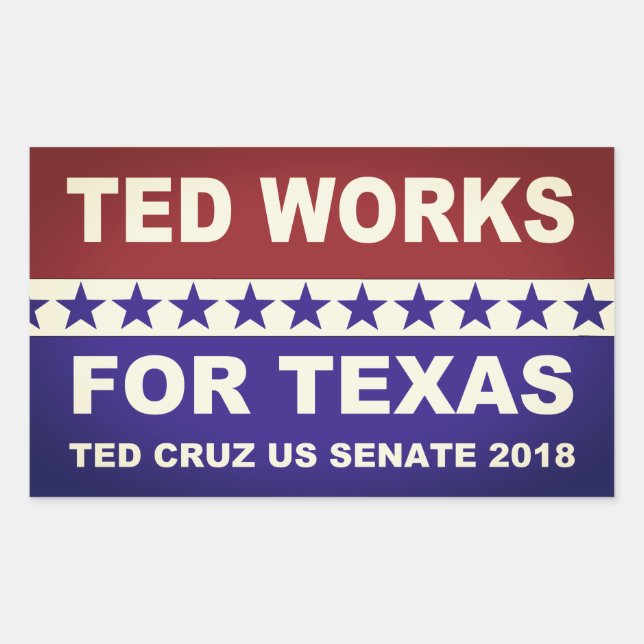 Sticker Rectangulaire Ted travaille pour le Texas rouge blanc et bleu de (Devant)