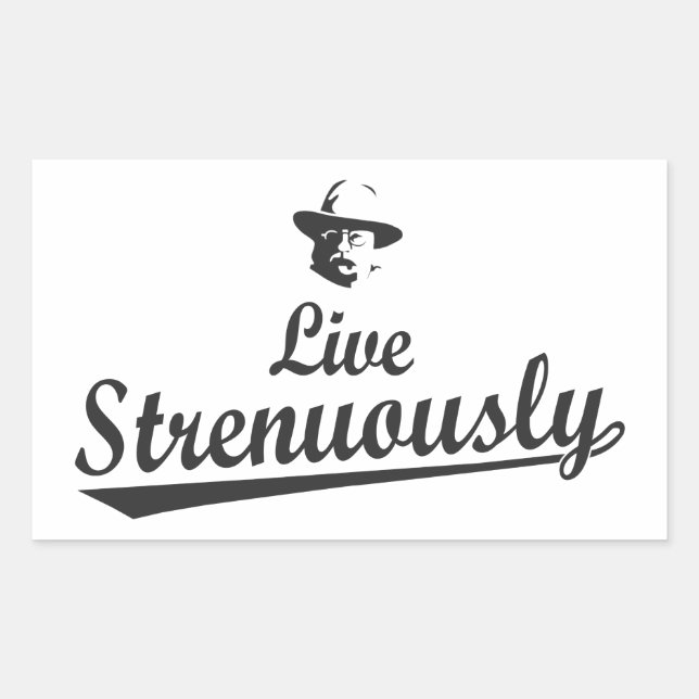 Sticker Rectangulaire Teddy Roosevelt Vit Fortement (Devant)