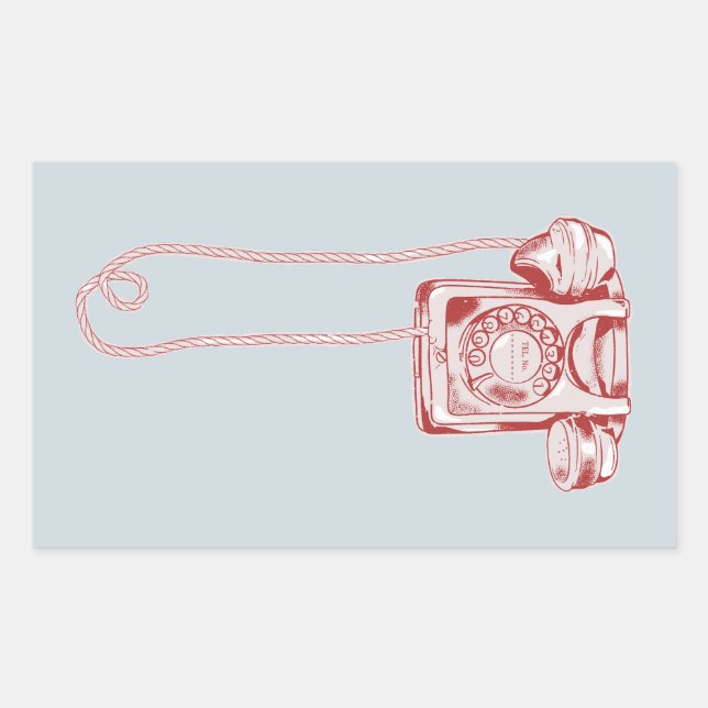 Sticker Rectangulaire téléphone à cadran rotatif des années 80 (Devant)