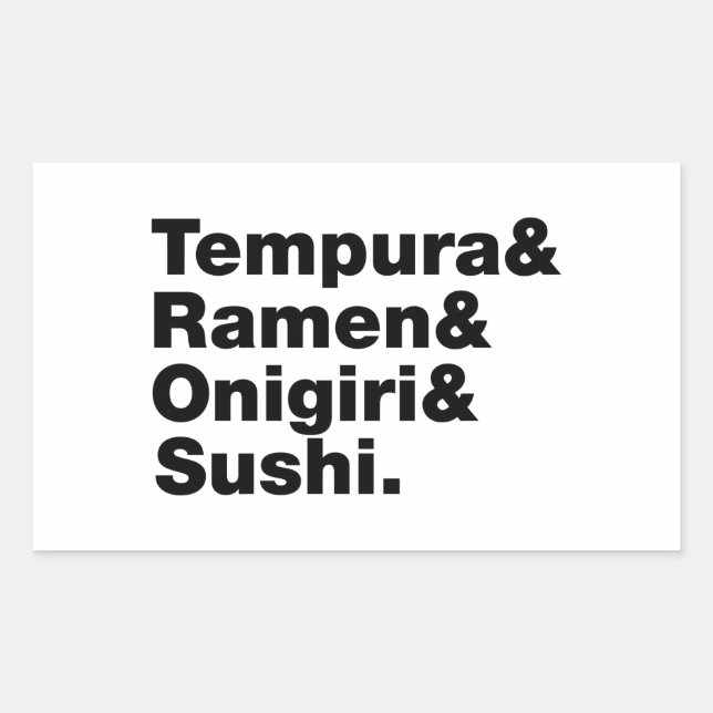 Sticker Rectangulaire Tempura & Ramen & Onigiri & Sushi. (Devant)