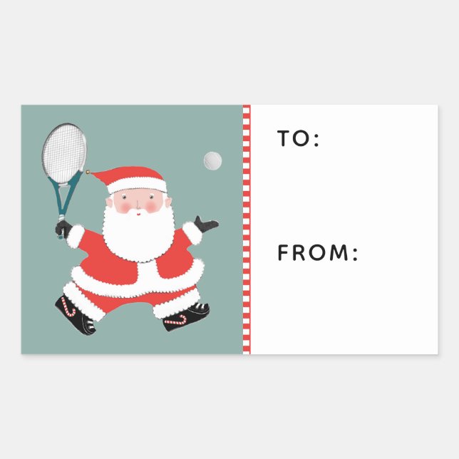Sticker Rectangulaire Tennis Christmas Cadeaux Tags (Devant)