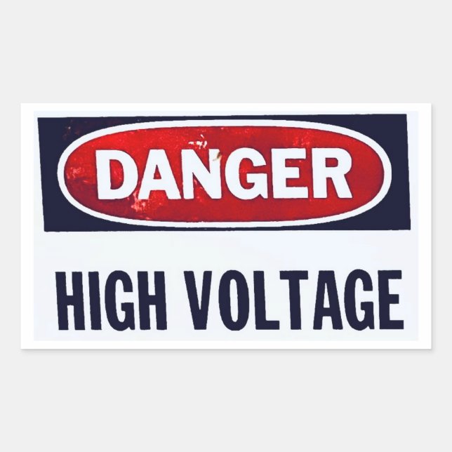 Sticker Rectangulaire Tension élevée dangereuse (Devant)
