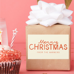 Sticker Rectangulaire Texte de Noël Joyeux écrit à la main