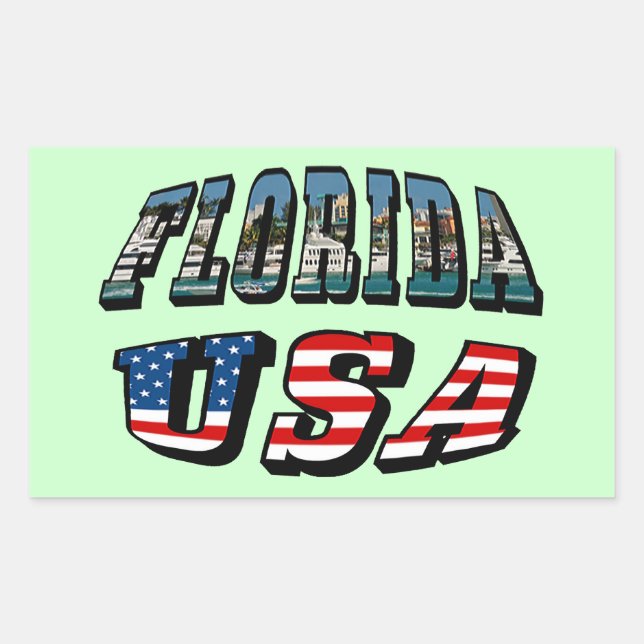 Sticker Rectangulaire Texte du drapeau de l'État de Floride et des États (Devant)