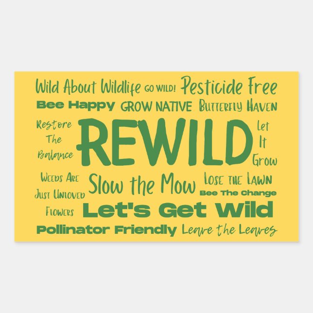 Sticker Rectangulaire Texte sauvage Jaune avec vert (Devant)