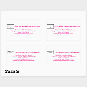 Sticker Rectangulaire Textes de marque commerciale rose sur blanc