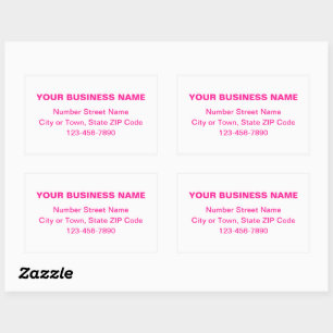 Sticker Rectangulaire Textes de marque minimaux roses sur blanc