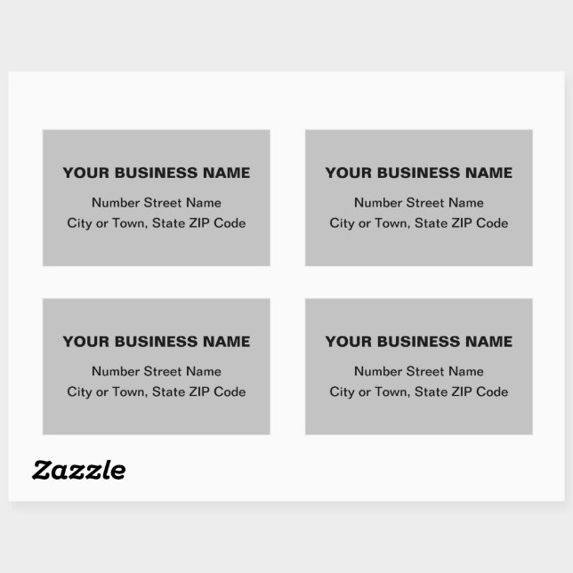 Sticker Rectangulaire Textes ordinaires Adresse professionnelle sur Grey (Feuille)