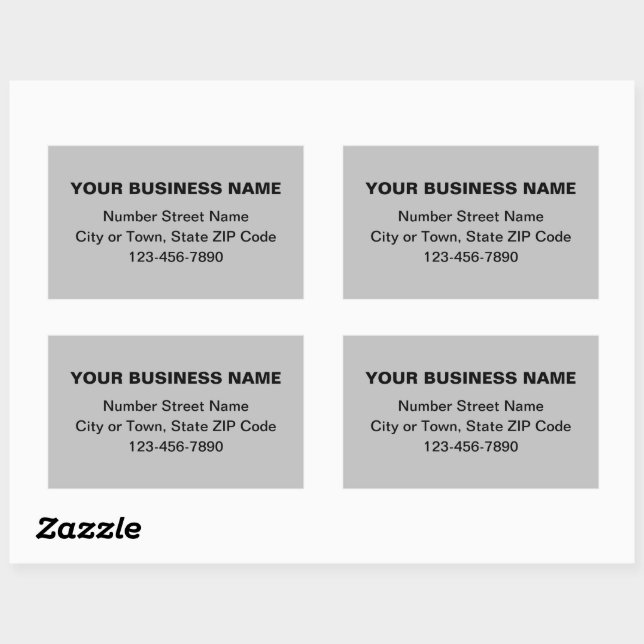 Sticker Rectangulaire Textes simples minimes Marque commerciale sur gris (Feuille)