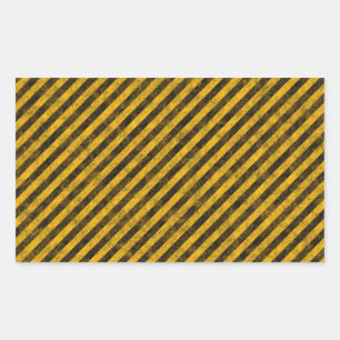 Sticker Rectangulaire Texture des rayures de danger jaune et noir