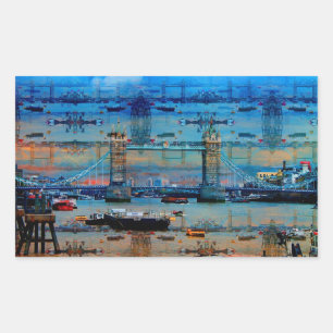 Sticker Rectangulaire Thames Memories of Tower Bridge, Londres Angleterr