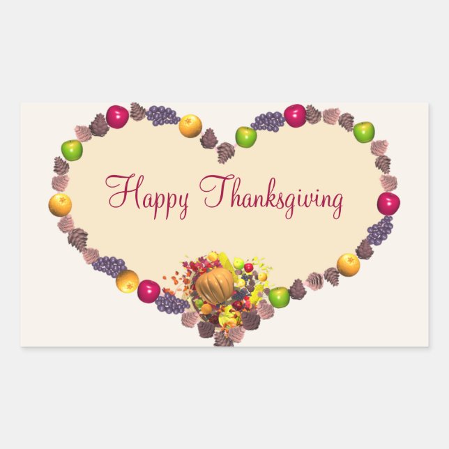 Sticker Rectangulaire Thanksgiving Heart et Cornucopia (Devant)