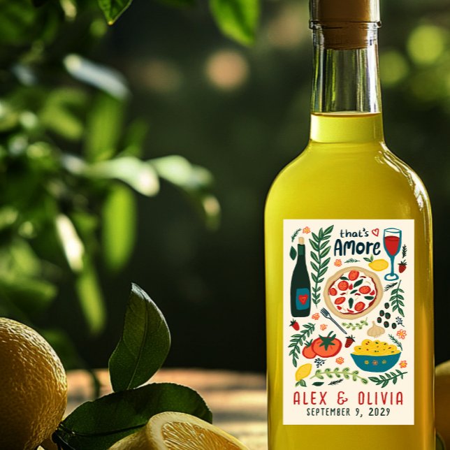Sticker Rectangulaire That's Amore Italian Food CUSTOM Wedding Favor (That's Amore Italian Food CUSTOM Wedding Favor Limoncello Olive Oil Rectangular Sticker
)