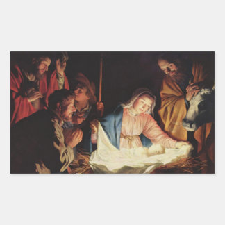 Sticker Rectangulaire The Holy Family and the Three Wise Men