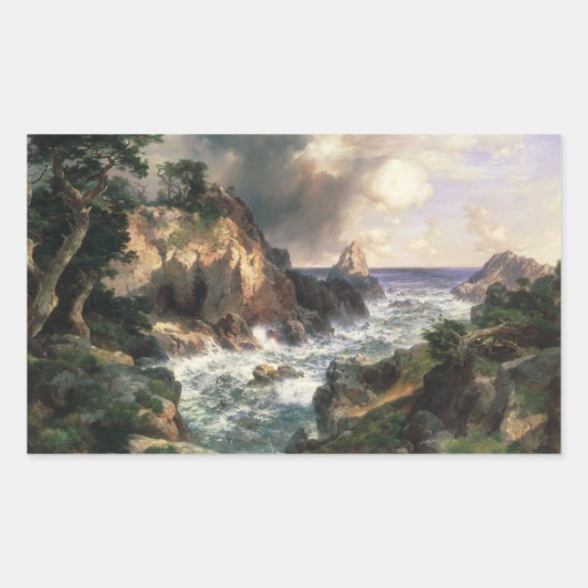 Sticker Rectangulaire Thomas Moran - Point Lobos, Monterey, Californie (Devant)