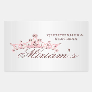 Sticker Rectangulaire Tiara, perles, pierres précieuses en forme de coeu