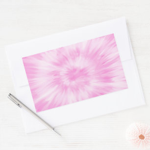 Sticker Rectangulaire Tie Dye Pastel Spirale rose Tendance du Tye