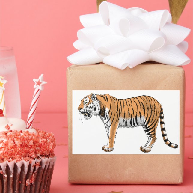 Sticker Rectangulaire Tigre (Fête)