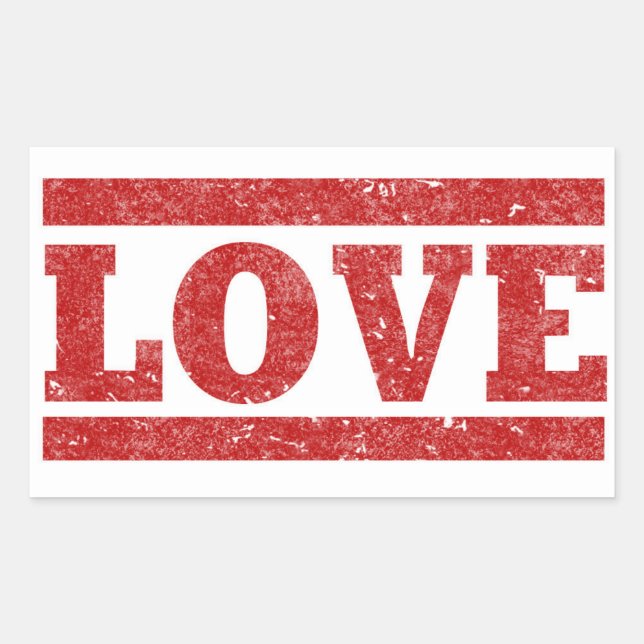 Sticker Rectangulaire Timbre Grunge Love (Devant)